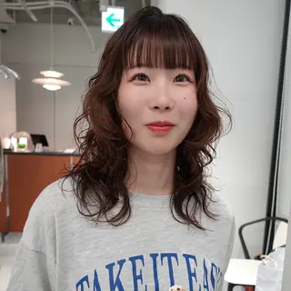 セミロング パーマ ヘアアレンジ 🌐サトウ リョウ🌐のヘアスタイル