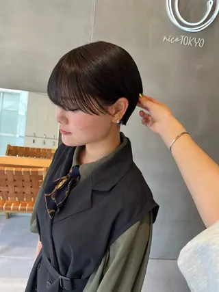 ショート 縮毛矯正ボブ&顔まわ レイヤー♡TOMOEのヘアスタイル