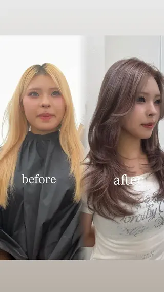 ロング 瀧優華白髪ぼかし 大人レイヤー🩵のヘアスタイル
