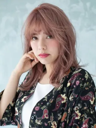 カラー パーマ ミディアム VALLET博多駅 髪質改善&縮毛矯正のヘアスタイル