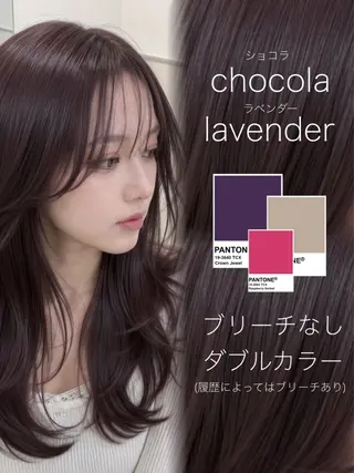 ロング カラー ラベンダー💜グレー 🩶暗髪🖤のヘアスタイル
