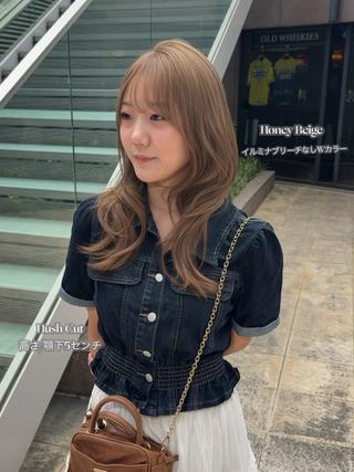 セミロング カラー 大人韓国レイヤ ー特化|角岡泉希🩶のヘアスタイル