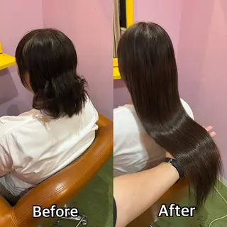 ロング カラー＋ちび編み込み エクステ/梅田のヘアスタイル
