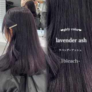 セミロング カラー ヘアアレンジ 🤍淡色ピンク&ラベ ンダーYUKI🤍のヘアスタイル