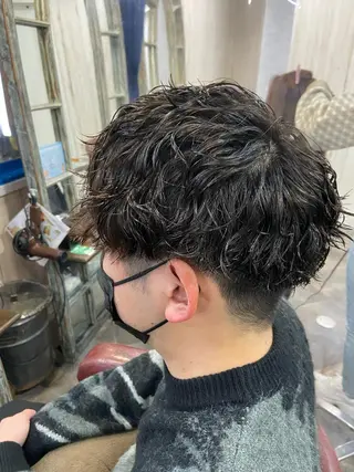 ショート パーマ メンズ カットパーマ✂️ 小坂田玲亜のヘアスタイル