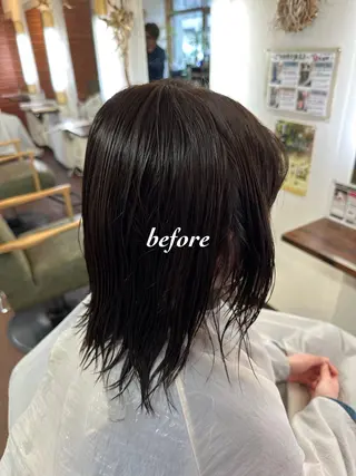 ミディアム パーマ 💜推しインナー カラー/菊池柊真💜のヘアスタイル