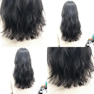 ロング カラー パーマ ヘアアレンジ メンズ キッズ 上品＆韓国風 🥀海心🥀のヘアスタイル