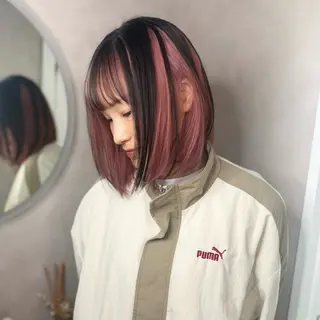 ミディアム Hinako🦋 ブリーチカラーのヘアスタイル