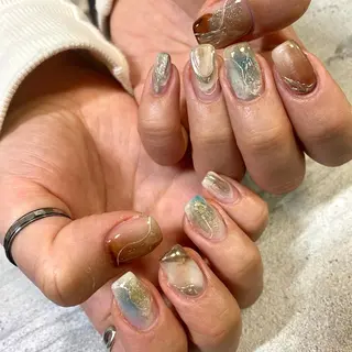 ショート カラー パーマ ヘアアレンジ メンズ キッズ ネイル マツエク・マツパ アイブロウ 今福鶴見ネイル 8(エイト)のネイルデザイン