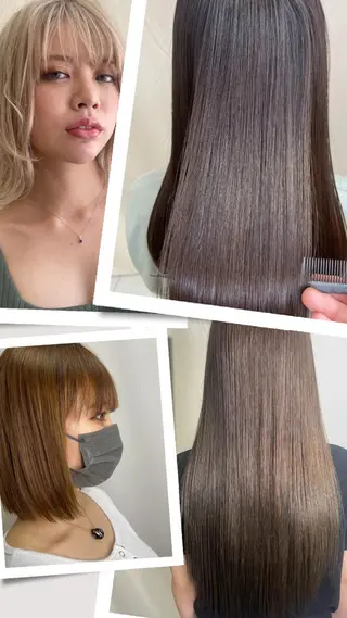 セミロング カラー パーマ 髪質改善/縮毛矯正 /レイヤーカット岡部のヘアスタイル