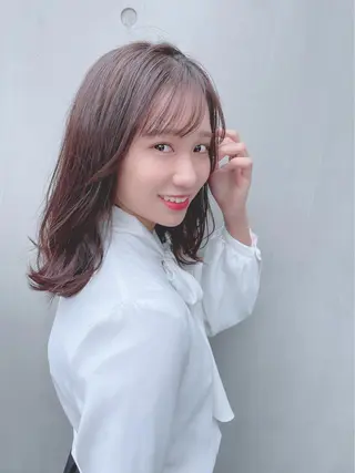 セミロング カラー パーマ ヘアアレンジ 【公式】amble luxe池袋東口🩷のヘアスタイル