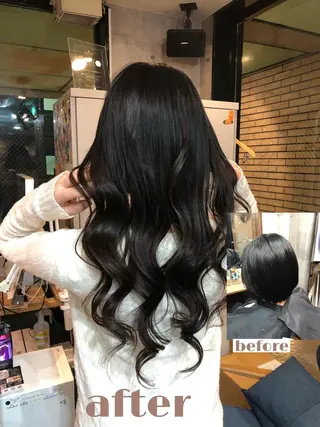 ロング ワンホンレイヤー エクステづまのヘアスタイル