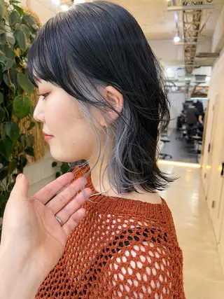 ミディアム カラー AiM 大名　似合わせカットのヘアスタイル