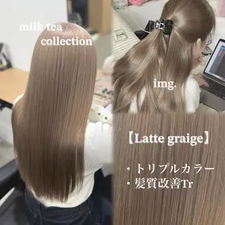 ロング カラー NAMI🤎ブラウン &ミルクティー🤍のヘアスタイル
