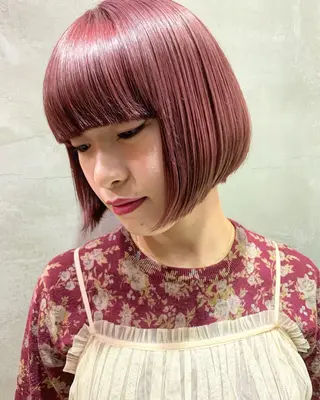 ショート カラー 【渋谷で人気】艶髪× 髪質改善/ツヤカラーのヘアスタイル