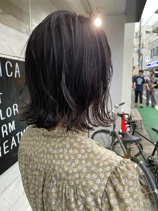 ミディアム 森貴裕/ニュアンス パーマ/オリーブのヘアスタイル
