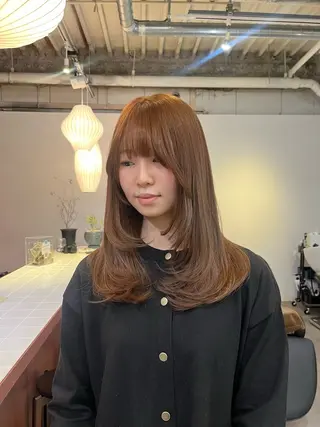 セミロング カラー Sanaダブルカラー ✨️パルコ徒歩1分のヘアスタイル