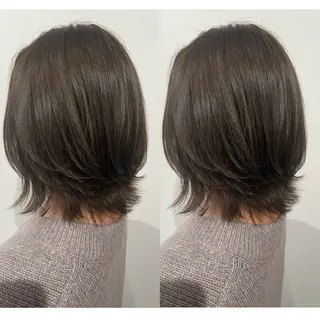 ミディアム 切っぱなし💇‍♀️ イヤリング🎨龍之介のヘアスタイル