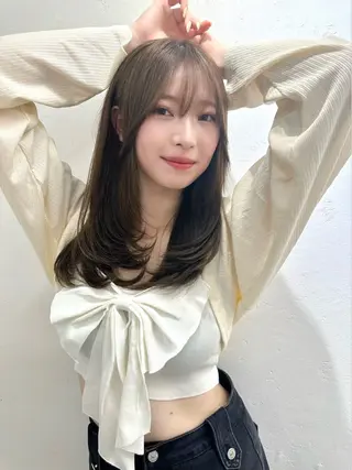 セミロング カラー ミディアムレイヤー 添田晃基のヘアスタイル