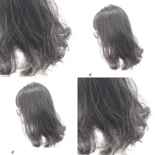 セミロング カラー パーマ ヘアアレンジ メンズ キッズ 上品＆韓国風 🥀海心🥀のヘアスタイル