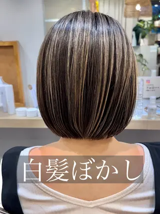 ショート 白髪ぼかしハイライト 💫ミネ ヒロシのヘアスタイル