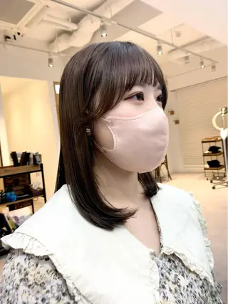 ミディアム カラー パーマ ヘアアレンジ メンズ キッズ ネイル マツエク・マツパ アイブロウ 似合せレイヤー/ 柔らか透明感カラーのヘアスタイル