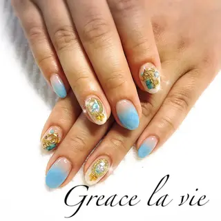 セミロング カラー ヘアアレンジ キッズ ネイル マツエク・マツパ Greace  la vieのネイルデザイン