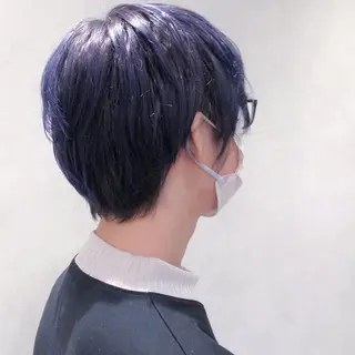 ショート カラー メンズ 艶透明感カラー/ ルーズパーマ/田中のヘアスタイル