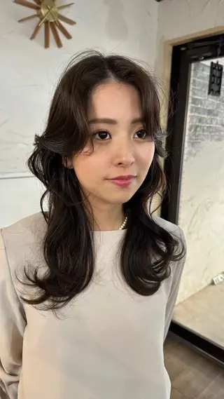 ロング カラー 韓国風レイヤーカット 上手く丁寧早い/マツのヘアスタイル