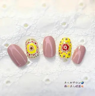 ネイル ショートネイル 森のさんぽ道のネイルデザイン