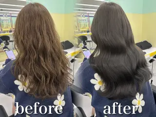 ロング カラー ブリーチ縮毛矯正飛我 韓国ヘア🫧のヘアスタイル