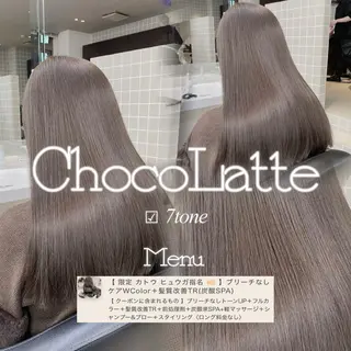 ロング カラー ブリーチ縮毛矯正飛我 透けオリーブ淡色🫧のヘアスタイル