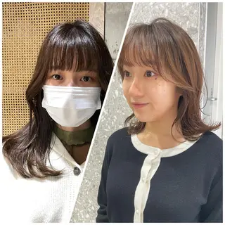 セミロング 透明感カラー 大人グレージュ有村のヘアスタイル