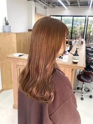 セミロング カラー ヘアアレンジ ハル🌸柔色/ ブリーチなし/艶髪のヘアスタイル