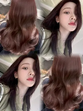 カラー セミロング 盛れ🎀韓国ヘア 美艶🇰🇷なるみのヘアスタイル