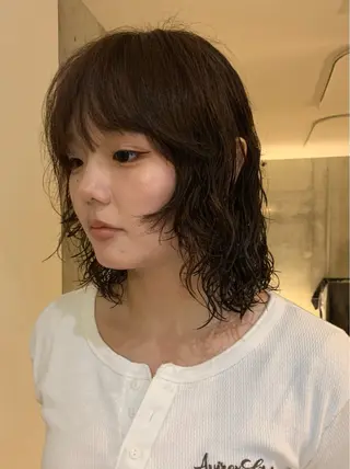 セミロング カラー パーマ パーマ 地毛風カラー /横山大樹のヘアスタイル