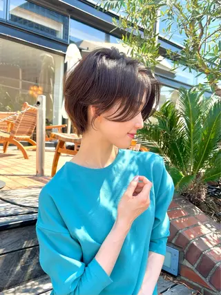 ショート 心斎橋/難波ショート 白髪ぼかし 中尾のヘアスタイル