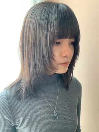 セミロング パーマ hubhair レイヤー/透明感のヘアスタイル