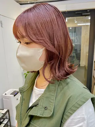 ミディアム カラー 暖色系特化さくら /福岡天神/レイヤーのヘアスタイル