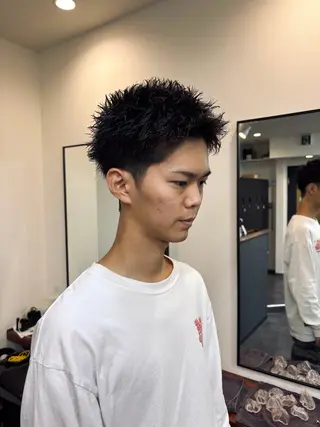 パーマ メンズ スパイキーパーマ 柏NO1 藤本葉のヘアスタイル