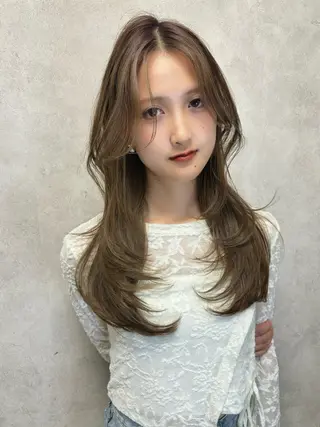 ロング カラー 🖤顔まわり 盛れヘア⟡アズサ🖤のヘアスタイル