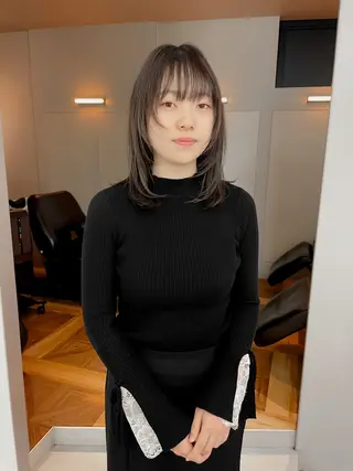 セミロング カラー 緒方リエ 時短ショート・ボブのヘアスタイル