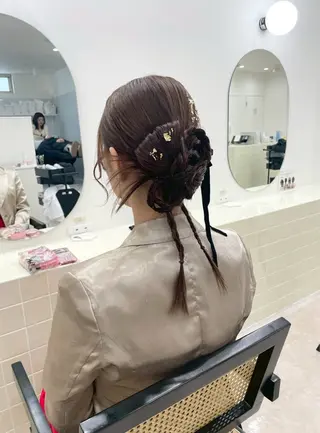 セミロング お呼ばれヘア/セット /ヘアアレンジ/れいのヘアスタイル