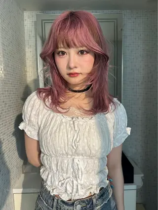 セミロング カラー ヘアアレンジ minto/ パーマモデル募集中のヘアスタイル