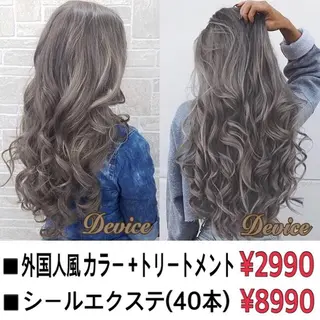 ロング カラー パーマ ヘアアレンジ Device ディバイスのヘアスタイル