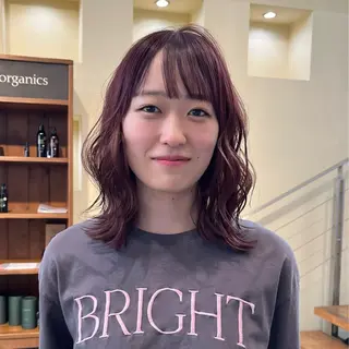 ミディアム カラー 藤瀬 知里のヘアスタイル