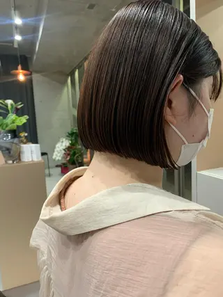 ショート カラー ボブパーマコテ巻き風 パーマNo1深江秀平のヘアスタイル