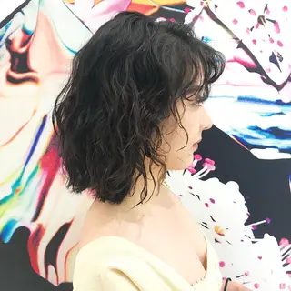 ミディアム パーマ 苅北 泰輔のヘアスタイル