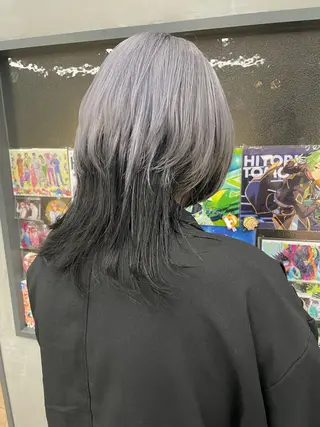 セミロング カラー インナーカラー 推し ブリーチ 髪質改善のヘアスタイル