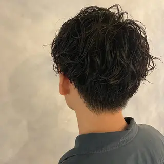 ショート パーマ メンズ ハイトーン/小顔 カット/Ayumuのヘアスタイル